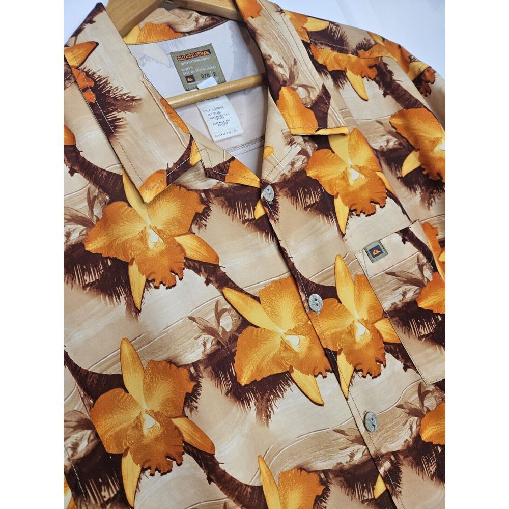 Vintage Quicksilver Men's Hawaiian Shirt Shortsleeve Size XL Aloha Floral Sunset